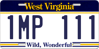 WV license plate 1MP111