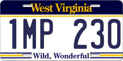 WV license plate 1MP230