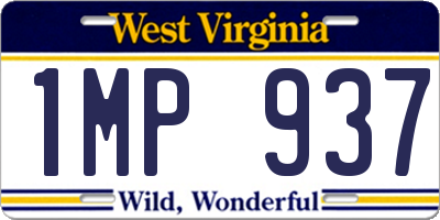 WV license plate 1MP937