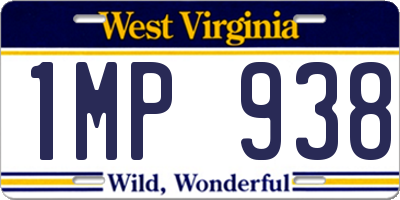 WV license plate 1MP938