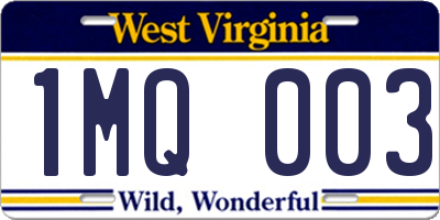 WV license plate 1MQ003