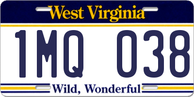WV license plate 1MQ038