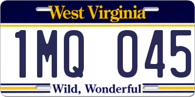 WV license plate 1MQ045