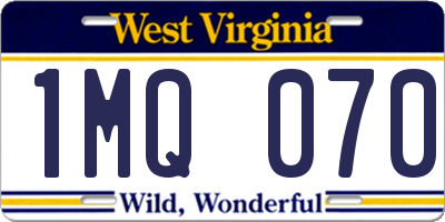 WV license plate 1MQ070