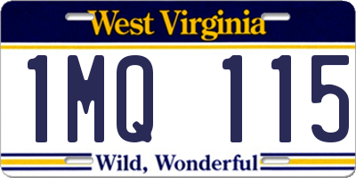 WV license plate 1MQ115