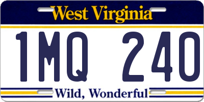 WV license plate 1MQ240