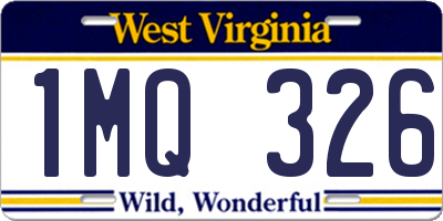 WV license plate 1MQ326