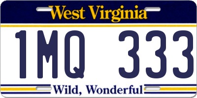 WV license plate 1MQ333