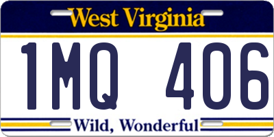 WV license plate 1MQ406