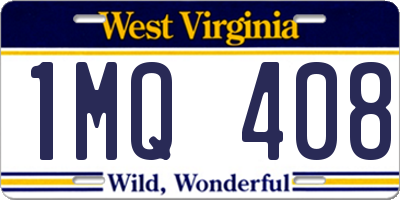 WV license plate 1MQ408