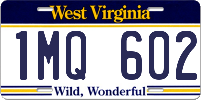 WV license plate 1MQ602