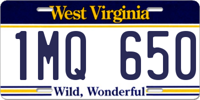WV license plate 1MQ650