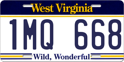 WV license plate 1MQ668