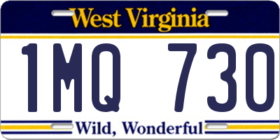 WV license plate 1MQ730