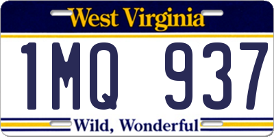 WV license plate 1MQ937
