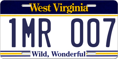 WV license plate 1MR007