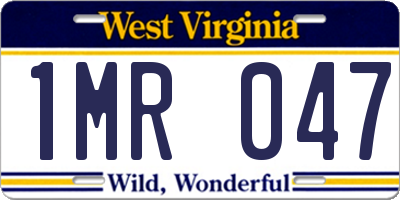 WV license plate 1MR047