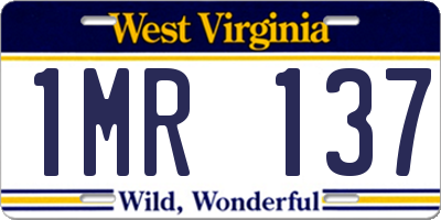 WV license plate 1MR137