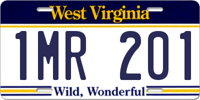 WV license plate 1MR201
