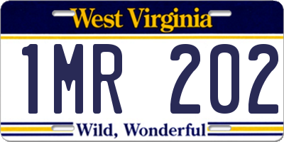 WV license plate 1MR202