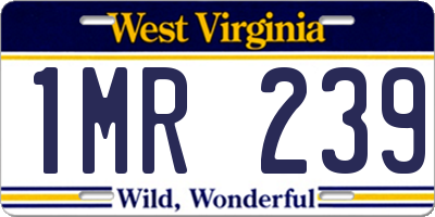 WV license plate 1MR239