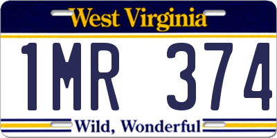 WV license plate 1MR374