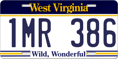 WV license plate 1MR386