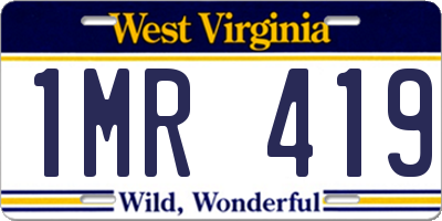 WV license plate 1MR419