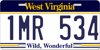 WV license plate 1MR534