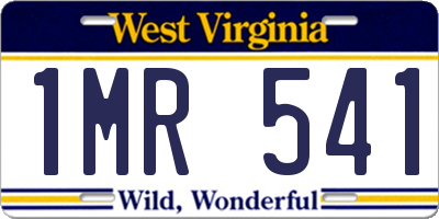 WV license plate 1MR541