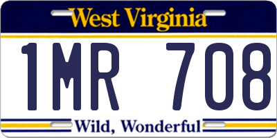 WV license plate 1MR708