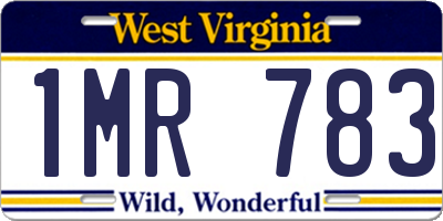 WV license plate 1MR783