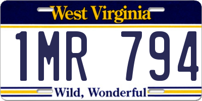 WV license plate 1MR794