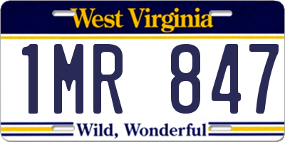 WV license plate 1MR847