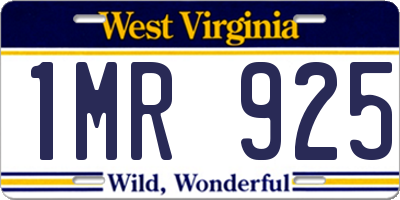 WV license plate 1MR925