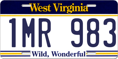 WV license plate 1MR983