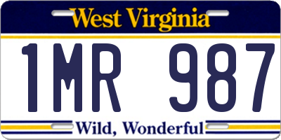 WV license plate 1MR987