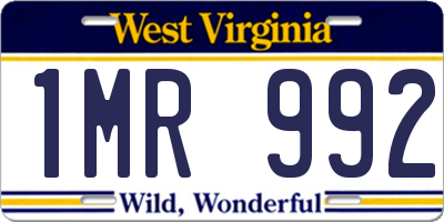 WV license plate 1MR992