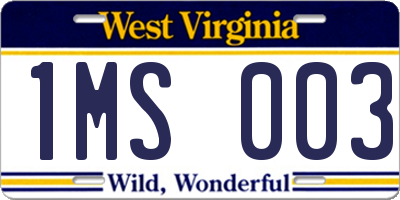 WV license plate 1MS003