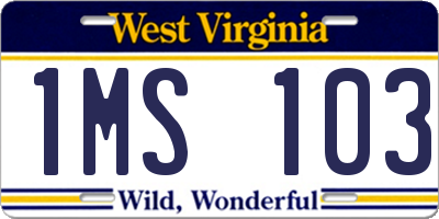 WV license plate 1MS103