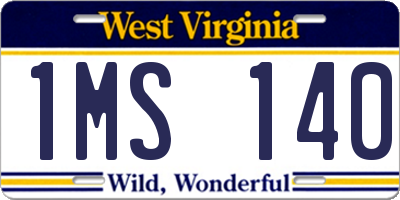 WV license plate 1MS140