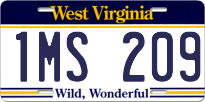 WV license plate 1MS209