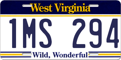 WV license plate 1MS294
