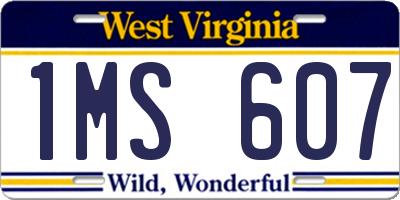 WV license plate 1MS607