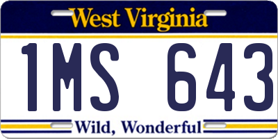 WV license plate 1MS643