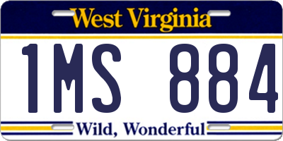 WV license plate 1MS884