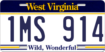 WV license plate 1MS914