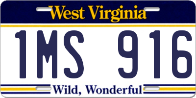 WV license plate 1MS916