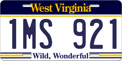WV license plate 1MS921