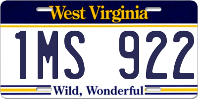 WV license plate 1MS922
